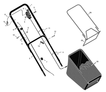Handle And Bag Assembly Diagram and Parts List for 20616X50F 2003 Briggs and Stratton Lawn Mower
